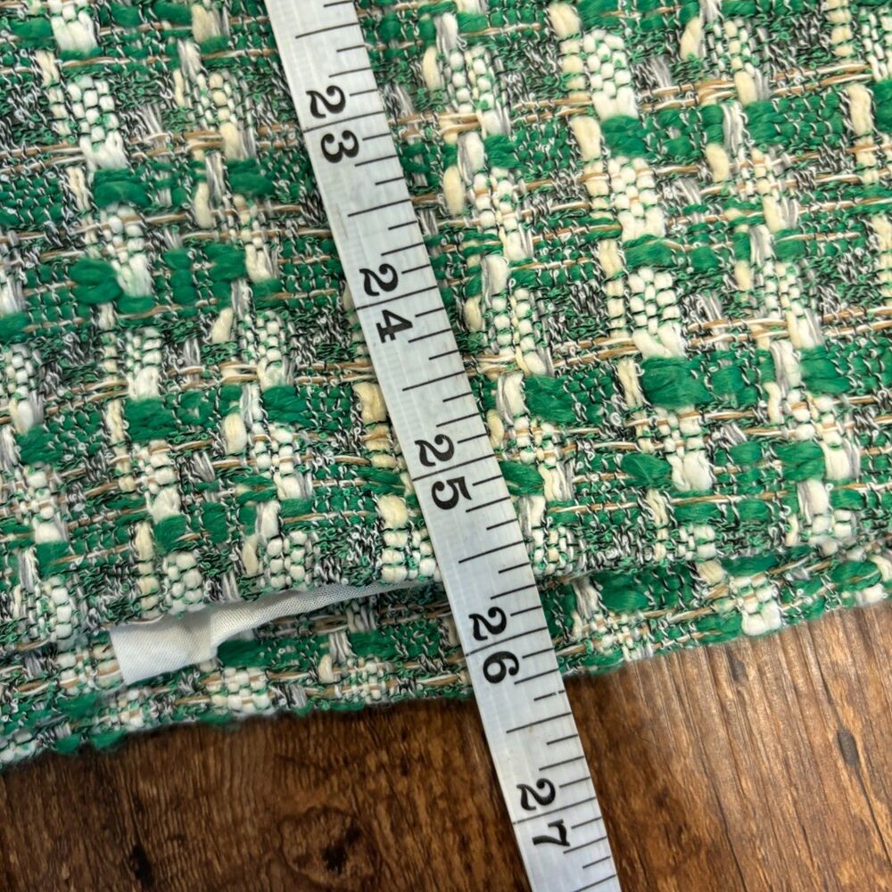 Anthropologie Maeve Plaid Tweed Relaxed Shacket Shirt Jacket Preppy Green LP - Picture 8 of 8